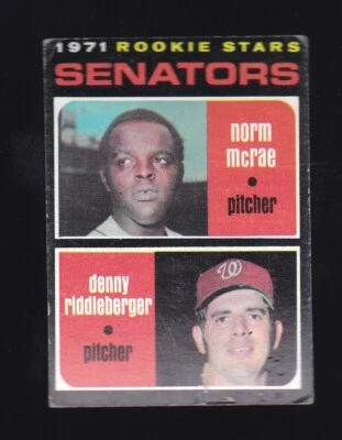 1971 Topps Norm McRae Denny Riddleberger Rookie #93 Washington Senators - Image 1 of 2