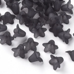 40 Flower Bead Cap Dark Gray Frosted Transparent acrylic 18x12mm 1544 - Picture 1 of 6