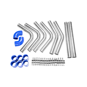 CXRacing 2" Aluminum Piping Kit Tube+ Blue Silicone Hose + Clamps 2mm Thick - Bild 1 von 2