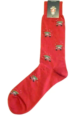 Punto итальянский рождественский узор мужской платье носки красный грузовик 10-13 египетский хлопок - Изображение 1 из 4