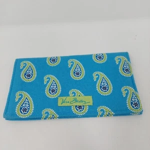 Vera Bradley Bermuda Blue Checkbook Wallet Paisley Cotton Canvas Bohemian Hippie - Picture 1 of 7