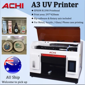 ACHI A3 UV Printer Cylindrical Embossed Printing For Metal Glass Acrylic Prin AU - Picture 1 of 20