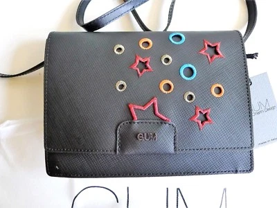 NUEVO CON ETIQUETAS GUM Gianni Chiarini Diseño Bandolera Bolso Italia PVC Negro Foto 1 de 4