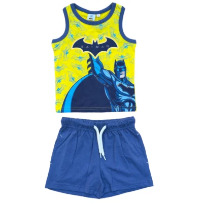 COMPLETO SHORT + CANOTTA BATMAN BAMBINO 100% COTONE - EX1070GIALLO - Immagine 1 di 4