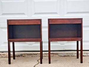 Par de mesas auxiliares vintage Dunbar de un cajón Edward Wormley Mid-Century moderna - Imagen 1 de 22