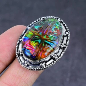 Ammolite Gemstone Handmade 925 Sterling Silver Gift Jewelry Ring Size 8 w118 - Picture 1 of 4