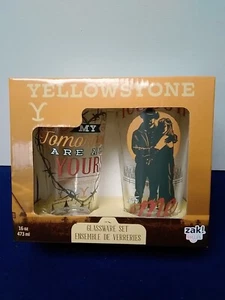 Zak Yellowstone Glassware Set of 2 Each 16 Oz Rip & Beth Clear Glass - Picture 1 of 9