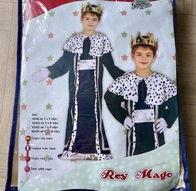 King/Queen Unisex Kids Fancy Dress Blue Velour Robe. 7-9 Years, New  - Image 1 of 3