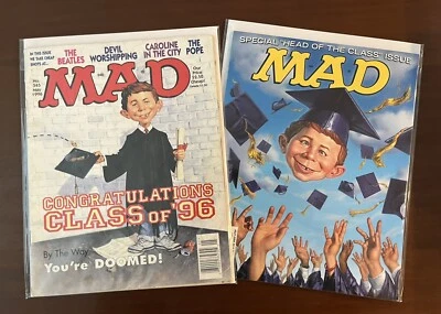 Mad Magazine Graduation Issues #345 and #527 (The Beatles, LOTR) 1996, 2014 - Image 1 of 4