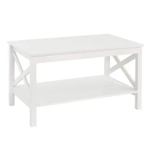 ClosetMaid 2-Tier Coffee Table (19.5"x35.4"x21.7") X-Frame Laminated Wood White - Picture 1 of 4