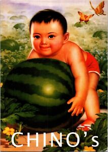 Postcard Chino's Large Baby with Watermelon Butterflies Advertising Art