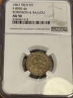 SASA 1863 Civil War Token Troy Net York Grocers Ngc Au50