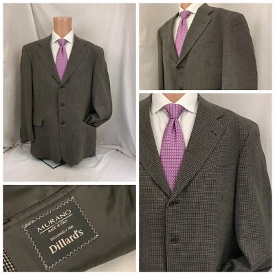 Blazer Murano 44R Marrón Pata de Gallo 100% Lana 3 Btn 0 Ventilación Hecho en Italia YGI P2-187 Foto 1 de 4