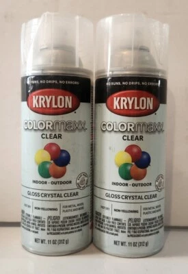Krylon  COLORmaxx Spray Paint + Primer, Gloss Clear Two 12 oz. Cans New - Image 1 of 4