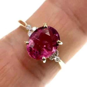 3Ct Round Cut Lab Created Tourmaline Women Engagement Ring 14K YellowGold Plated - Picture 1 of 5