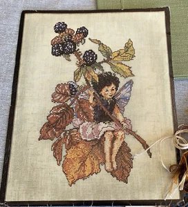 Lanarte Fairy w/ Blackberries Branch Linen Cross Stitch Kit 33343 New Opened - Picture 1 of 6