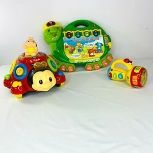 VTech Toys Lot of 3 Touch Teach Turtle Crazy Legs Spin Learn Color Flashlight - Picture 1 of 12