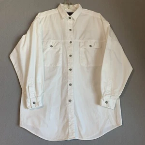 Eddie Bauer Shirt Mens L White Rockabilly Western Cowboy Outdoors Nature Utility - Picture 1 of 8