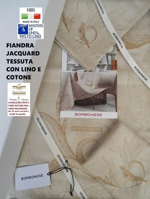 BORBONESE TOVAGLIA FIANDRA TESSITURA JACQUARD  LINO CM. 170 X 270 + TOVAGLIOLI - Immagine 1 di 4