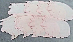 Juego 8 Servilletas de Cóctel de Lino MADEIRA con Forma de CERDO ROSA, Año Nuevo - Imagen 1 de 6