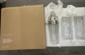 Pottery Barn Figural Golf Cocktail Shaker & Highball Glasses-Set of 3-New In Box - Picture 1 of 7