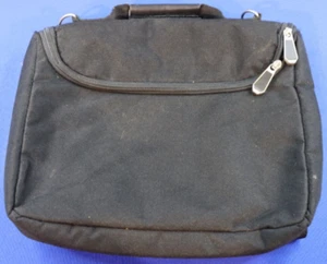Black Over the Shoulder Nylon Satchel Bag Front Zipper Carry On Travel - Picture 1 of 2