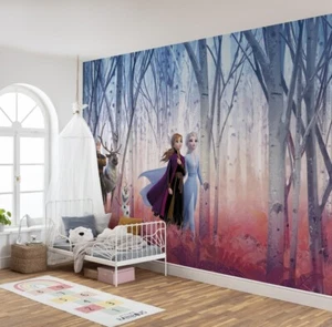 Papel pintado fotográfico decoración dormitorio femenino función pared Disney Frozen sin pegamento - Imagen 1 de 4