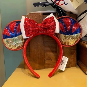 Disney- Parks Exclusive Snow White Sparkle Sequins Minnie Ears Bow Headband NWT - Picture 1 of 7
