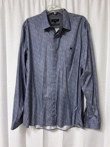 Ted Baker London Mens Size 7 XXL Blue Gray Polka Dot Cuff ButtonDress Shirt - Picture 1 of 6