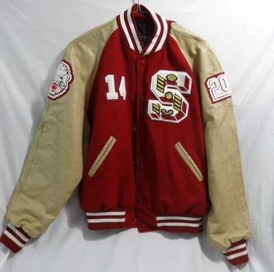 The Original Holloway Varsity Jacket Size - Large, Red and Tan 2018 - Image 1 of 4