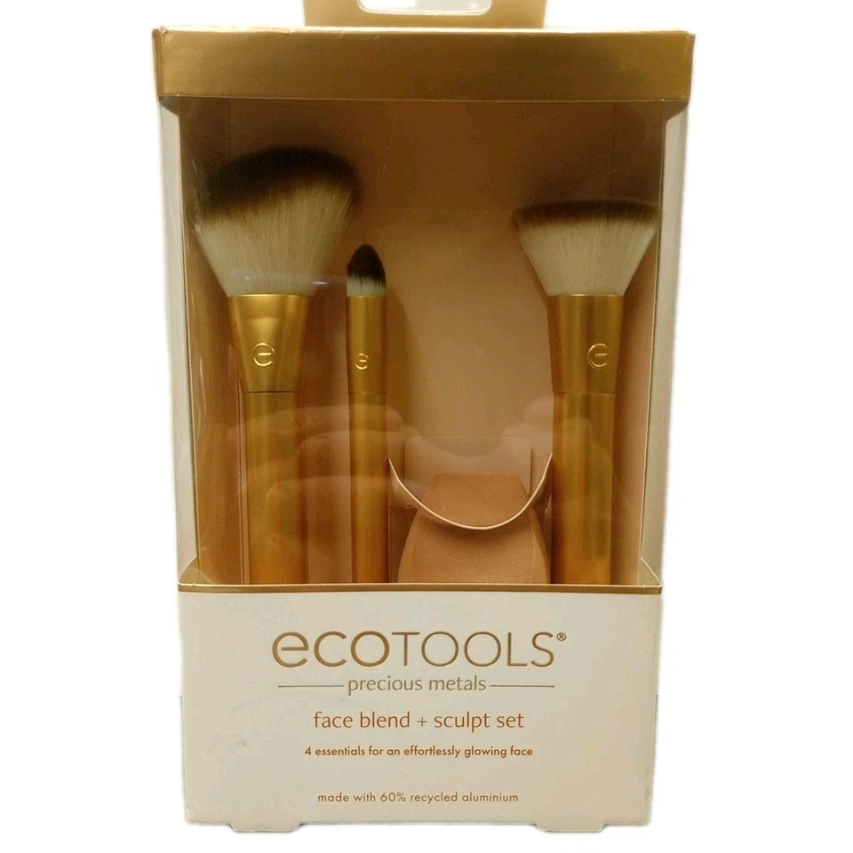 EcoTools Cepillo de Maquillaje de Metales Preciosos Licuadora Facial Esculpido Set de 4 Piezas Rosa Foto 1 de 3