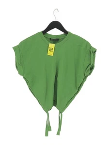AllSaints Women's Top S Green 100% Cotton Short Sleeve Crew Neck Cropped - Picture 1 of 5