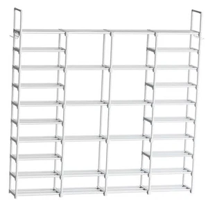 s Extra Large Shoe Rack 72-80 Pairs Big Tall Metal Shoe 4 Row 10 Tier White - Picture 1 of 8