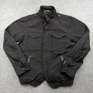 Diesel Jacket Men Large Black Bomber Coat Military Field Biker Zip Front Pockets - Picture 1 of 7