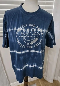 Womens Preston And James Protect Our Ocean T Shirt Blue And White - Picture 1 of 10