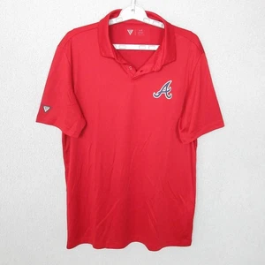 Levelwear Polo Shirt Men's Red L Large Polyester Atlanta Braves - Picture 1 of 9