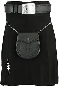 Hombres Escocés Falda Escocesa Negro Tartán Highland Vestido Heritage - Imagen 1 de 4