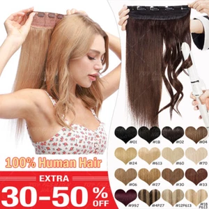 One Piece 100% Real Remy Human Hair Extensions Clip In Half Head Balayage copper - Picture 1 of 43