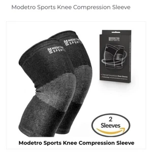 Modetro Sports Charcoal Compression Pair Of Knee Sleeves,Arthritis,Black X Large