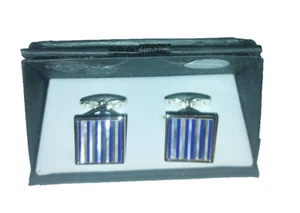 Gemelos Plata Azul Cuadrado Piedras Semipreciosas M&S Regalo En Caja - Imagen 1 de 8