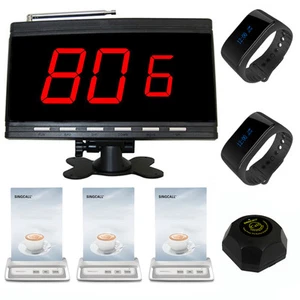 SINGCALL Wireless Calling System Cafe 1 Receiver,2 Watches,1 Pager,3 Table Bells - Afbeelding 1 van 12