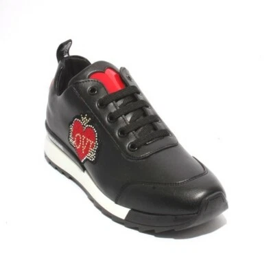 Love Moschino 15722 Zapatillas Plataforma Con Cordones Cuero Negro/Rojo 38/EE. UU. 8 Foto 1 de 4