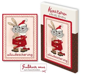 Weihnachtskarte schöne Bescherung mit 70gr Vollmilchschokolade Kunstgrußkarte - Bild 1 von 3