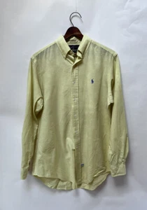 VTG 90s POLO RALPH LAUREN 100% Cotton Madras Button Down Shirt Light Yellow MED - Picture 1 of 5