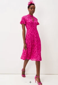 Phase Eight Pink Magenta Lace Midi Dress Size 12 RRP £159 Wedding Guest Occasion - Picture 1 of 12