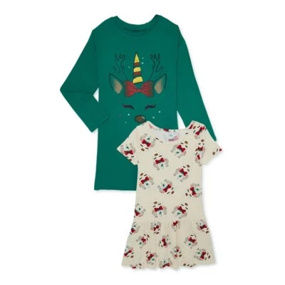 Vestidos de reno o pan de jengibre Wonder Nation para niñas, paquete de 2 Foto 1 de 4