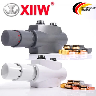 Mittelanschluss-Set Multiblock Hahnblock inkl Thermostatregler für Badheizkörper - Bild 1 von 4