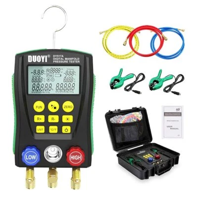 Digital Refrigeration Manifold Gauge Kit HVAC Vacuum Pressure Temperature Tester - Image 1 of 4