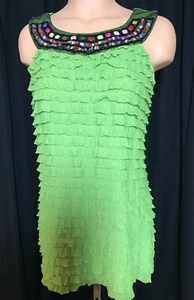 New Directions Lagenlook Perlen ärmelloses Tanktop Gr. Medium limettengrün Designer - Bild 1 von 6
