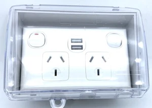 USB Fast Charge Weatherproof DOUBLE POLE External Double Power Point D GPO IP66 - Picture 1 of 9